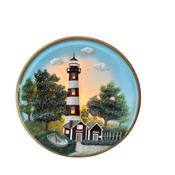 ALSY LIGHTING Other - ALSY LIGHTING Bodie Lighthouse Hand Painted Plate Accent Lamp night light VTG